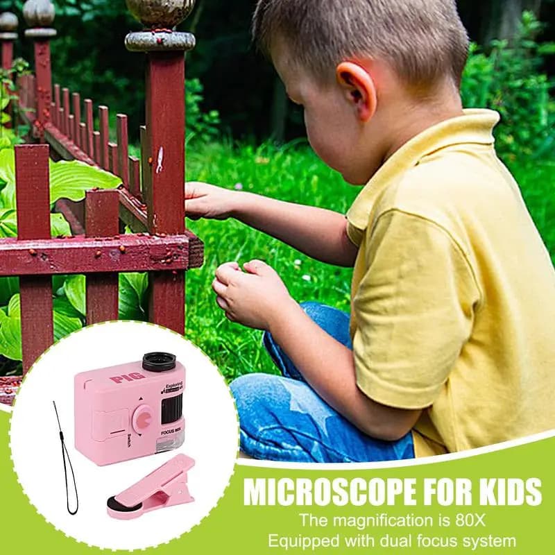 Pocket Science Microscope Portable Children Science Toy Microscope 80X Microbiological Observation Lab Toy For Boys Girls For