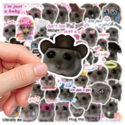Sad Hamster Sticker Cute Meme Cute Sad Hamster Sticker Decals Cute Aesthetic Girly Hamster Decal 56X PVC Cute For Skateboard