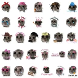 Sad Hamster Sticker Cute Meme Cute Sad Hamster Sticker Decals Cute Aesthetic Girly Hamster Decal 56X PVC Cute For Skateboard