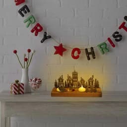 Christmas Tealight Holder Rustic Aesthetic Silhouette Ambient Light Iron Cabin Lodge Decor for Table Centerpieces Home Table