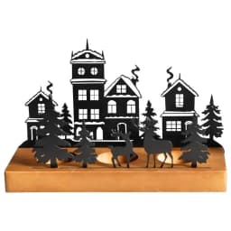 Christmas Tealight Holder Rustic Aesthetic Silhouette Ambient Light Iron Cabin Lodge Decor for Table Centerpieces Home Table