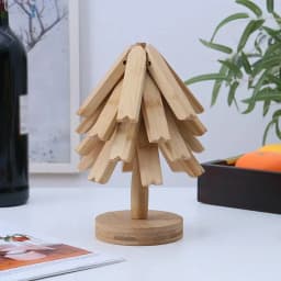 Wooden Tree Trivet Set Tree Wooden Dish Pot Mat Plate Trivet Multifunctional Hot Pad Heat Resistant Tree Shape Wooden Trivet