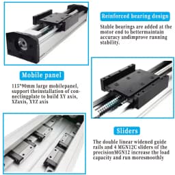 90mm Wide Fully Enclosed Linear Rail Guide Stage Dustproof Linear Actuator SFU1605 Ballscrew Slide Table CNC Nema23 57 Motor Kit