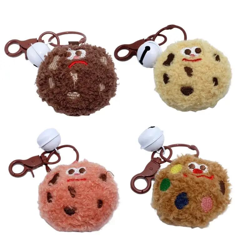 Cookie Keychain Pendant Charm Cookie Keyring Plush Ornament Cookie Chocolate Phone Chains Bag Decoration Accessory For Bags