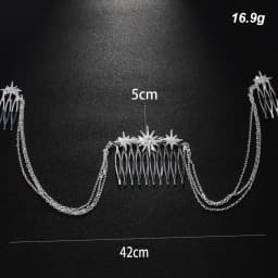 Stonefans Fashion Rhinestone Star Hair Comb Chain Jewelry for Women Bridal Multilayer Thin Chain Tiara Wedding Headpiece Gift