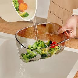 Fruit Drainer Multifunction Clear Food Washing Basket Colander Pasta Strainer Fruit Vegetable Bowl Drainer Cool Kitchen Gadgets