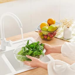 Fruit Drainer Multifunction Clear Food Washing Basket Colander Pasta Strainer Fruit Vegetable Bowl Drainer Cool Kitchen Gadgets