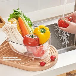 Fruit Drainer Multifunction Clear Food Washing Basket Colander Pasta Strainer Fruit Vegetable Bowl Drainer Cool Kitchen Gadgets