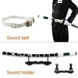Anime Katana 104cm Giyuu Blue Role-playing Weapons Props with Sword Holder and Belt 1: 1 Replica Japanese Samurai Sword