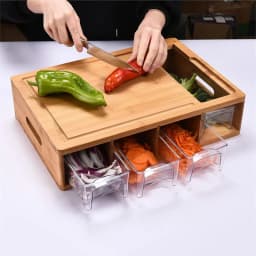 Solid Wood Kitchen Cutting Board Storage Box Drawer Type Cutting Board Rolling Panel Cutting Fruit Board Can Store