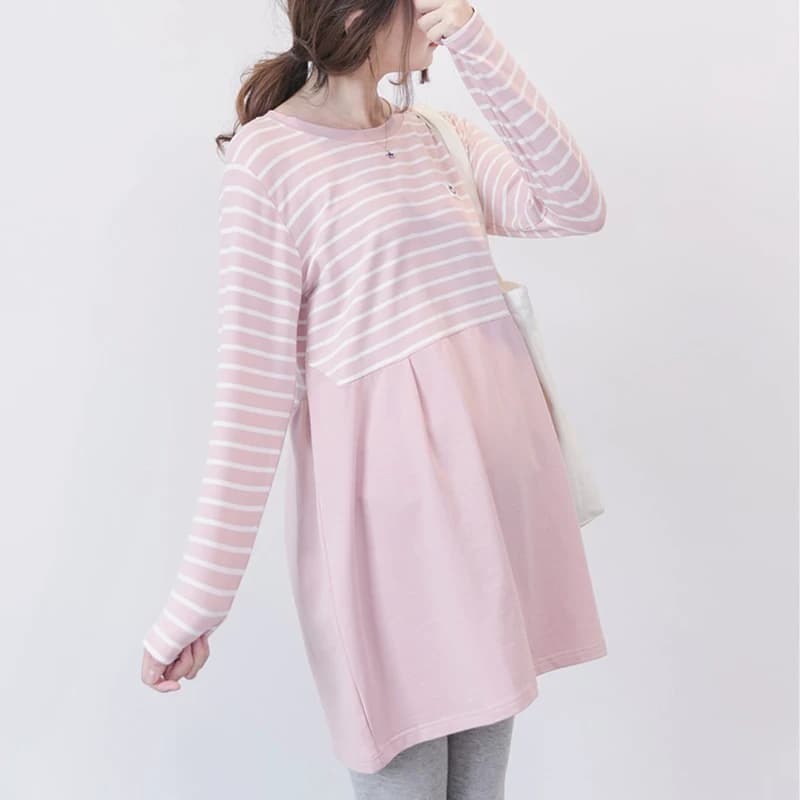 Spring and Autumn Maternity Dress Sweet Casual Loose Straight Clothes for Pregnant Women Elegant Long Sleeve Maternity Dress F5