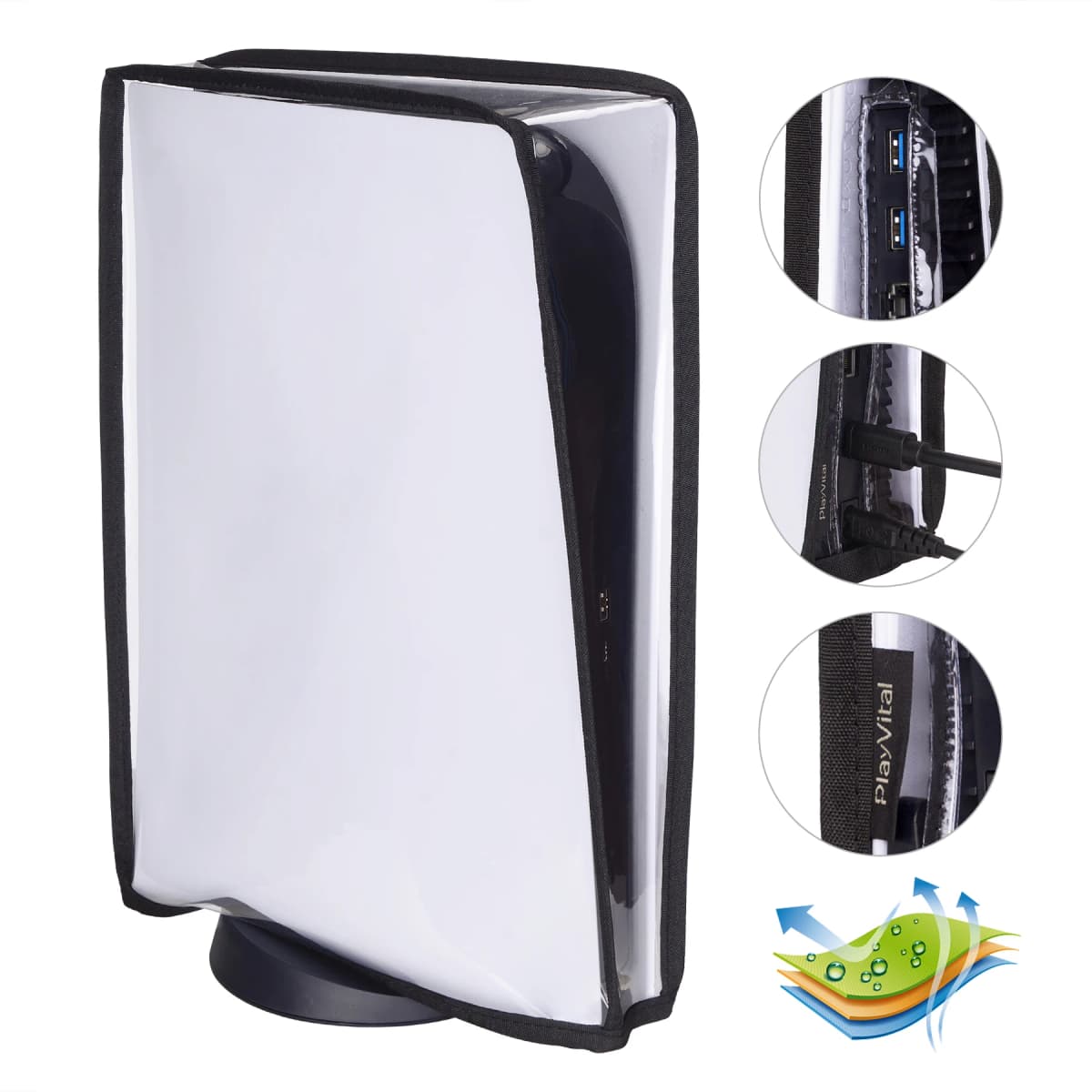 PlayVital Transparent Dust Cover Waterproof Dust Guard Anti Scratch Sleeve for ps5 Console Digital Edition & Disc Edition