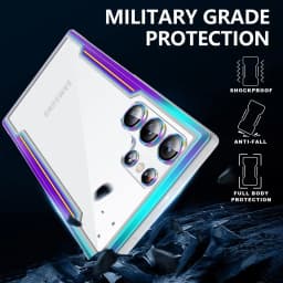 For Samsung Galaxy S23 Ultra Case with Camera Lens Protector Military Armor-Level Shockproof Metal Silicone Shockproof Clear