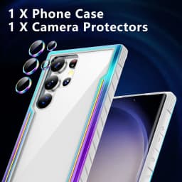 For Samsung Galaxy S23 Ultra Case with Camera Lens Protector Military Armor-Level Shockproof Metal Silicone Shockproof Clear