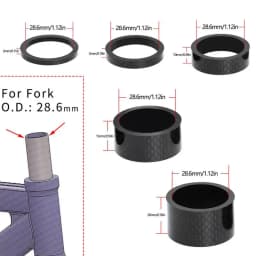 5pcs/set Carbon Fiber Headset Fork Spacers 28.6mm RISK Bike Handlebar Stem Washer MTB Road Bike Headset Washer Bike Accessories