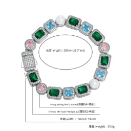 GUCY Rainbow Cubic Zirconia Bracelets Iced Out Chain Bracelet For Women Men Vintage Party Jewelry Gifts