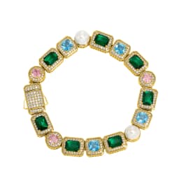 GUCY Rainbow Cubic Zirconia Bracelets Iced Out Chain Bracelet For Women Men Vintage Party Jewelry Gifts
