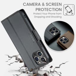 CaseMe Wallet Case for iPhone 16 15 14 Pro Max Plus 13 12 Mini Premium PU Leather Flip Case Magnetic Credit Card Holder Cover