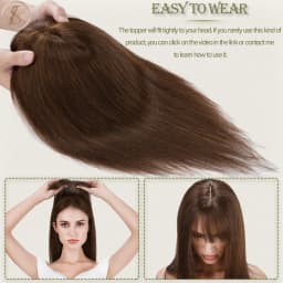 TESS Women Topper 7x12.5cm Hair Toppers With Bangs Natural Hair Wig Human Hair Silk Base Center Part Hair Clip In Hair Extension