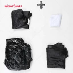 Miccostumes x Chowbie Women Sexy Lingerie Set Black Nun Cosplay Costume Bodysuit Jumpsuit with Collar Headband Necklace