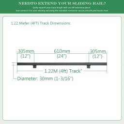 DIYHD Home Office Sliding Library Hardware Extention Track 1M 1.22M for Hook on System