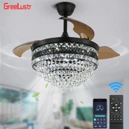 Modern Intelligent Ceiling Fan Lights App Rc Adjustable 6 Level Speed Luminaire Bedroom Led Fandelier Lamp Indoor Pendant Light