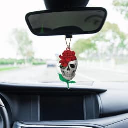 2D Flat Rear View Mirror Pendant Acrylic Skull Head Hang Pendant Decor Car Pendant Interior Rear View Mirror Charm Accessories