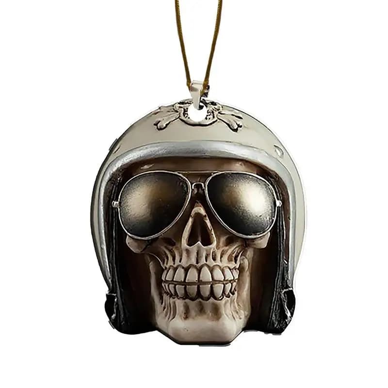 2D Flat Rear View Mirror Pendant Acrylic Skull Head Hang Pendant Decor Car Pendant Interior Rear View Mirror Charm Accessories