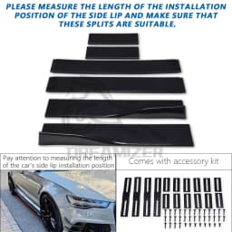 6PCS Universal 2.2m Side Skirts Rocker Splitter Diffuser Winglet Wings Universal For MITSUBISHI LANCER EVO X 10 2008-2015