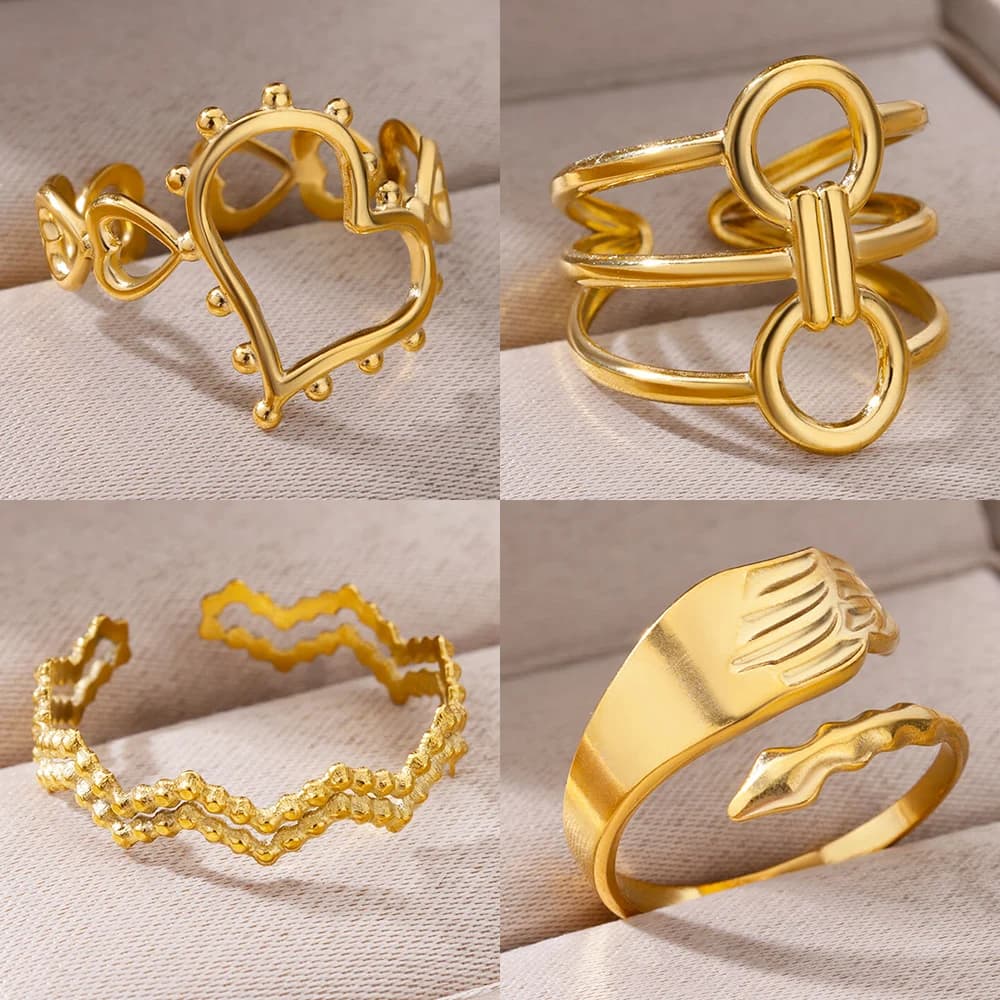 316L Stainless Steel Ring for Women Gold Color Rings Female Design Aesthetic Wedding Jewelry Trendy Accessories Birthday Gifts