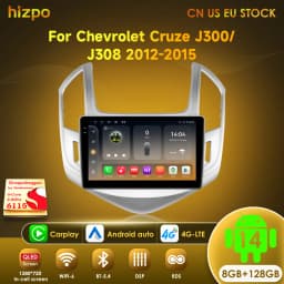 Hizpo 2din Android 14 Car Radio Multimidia For Chevrolet Cruze J300 J308 2012-2015 Video Player Navigation GPS Head Unit Carplay