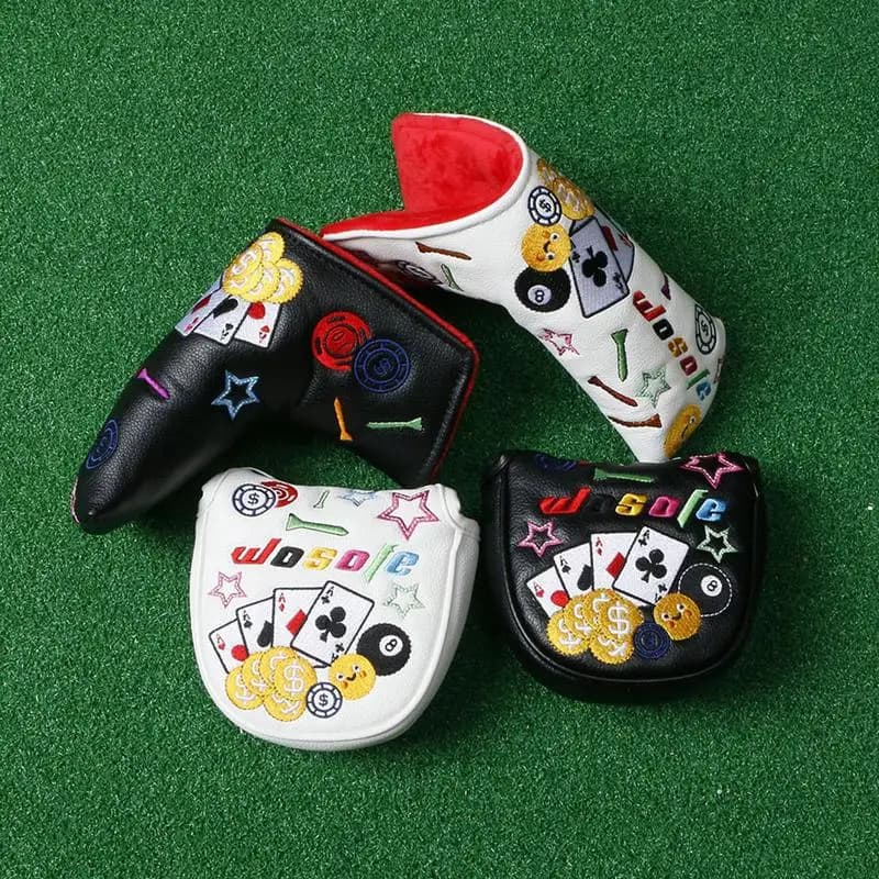 Golf Putter Cover Magnetic Closure PU Leather Golf Putter Headcover Golf Accessories Waterproof Golf Club Head Cover Protector