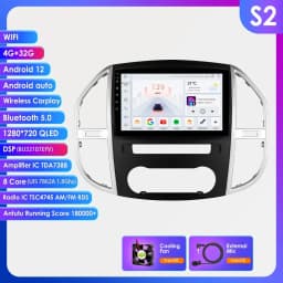 OSSURET Android Car Radio for Mercedes Benz Vito W447 2014 - 2021 Carplay Car Multimedia Player GPS 2din Auto Audio Screen 7862