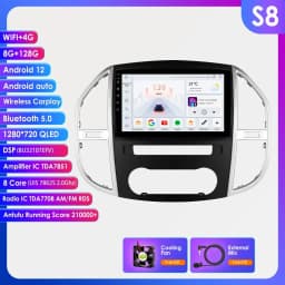 OSSURET Android Car Radio for Mercedes Benz Vito W447 2014 - 2021 Carplay Car Multimedia Player GPS 2din Auto Audio Screen 7862
