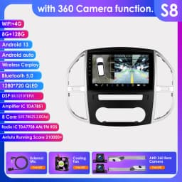 OSSURET Android Car Radio for Mercedes Benz Vito W447 2014 - 2021 Carplay Car Multimedia Player GPS 2din Auto Audio Screen 7862
