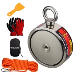 Jumbo Size Two Side Fishing Magnet Set Deep Sea Detecting Magnets Combined 2000lbs Magnet Salvage Magnetic Material 15M Rope