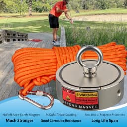 Jumbo Size Two Side Fishing Magnet Set Deep Sea Detecting Magnets Combined 2000lbs Magnet Salvage Magnetic Material 15M Rope