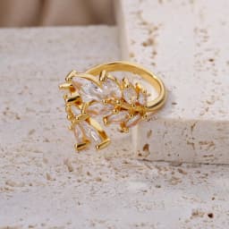 Luxury White Leaf Stainless Steel Ring for Women Gold Color Open Finger Rings Party Vintage Jewelry Accessories Birthday Gifts