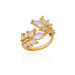Luxury White Leaf Stainless Steel Ring for Women Gold Color Open Finger Rings Party Vintage Jewelry Accessories Birthday Gifts