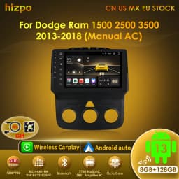Hizpo 9inch Android Car Radio For Dodge Ram 1500 2500 3500 (2013-2018) Manual AC Stereo Head Unit Navigation Carplay Touchscreen