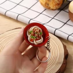 New One Bowl Noodle Keychain Creative Fashion Simulation Food PVC Noodle Model Car Bag Mobile Phone Pendant Ornaments Gift Women