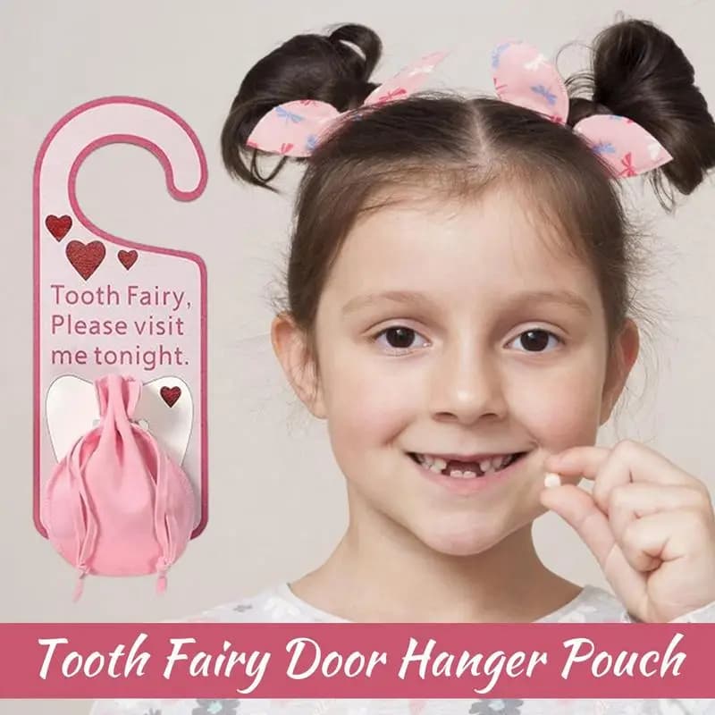 Tooth Fairy Door Hanger Acrylic Tooth Fairy Door with Money Holder Under Pillow Pouch and Box for Lost Teeth Kids Gift for Boys