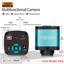 YIZHAN 130X Lens C-mount Digital Microscope for Electronics 4K 1080P HD Industrial Cameras 60MP 48MP HDMI USB VGA Repair Tools