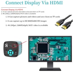 YIZHAN 130X Lens C-mount Digital Microscope for Electronics 4K 1080P HD Industrial Cameras 60MP 48MP HDMI USB VGA Repair Tools