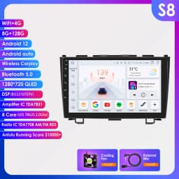 Hizpo Android Car Radio for Honda CR-V 3 RE CRV 2007-2011 Multimedia Video Player 2 Din Navigation GPS Carplay Head Unit Stereo