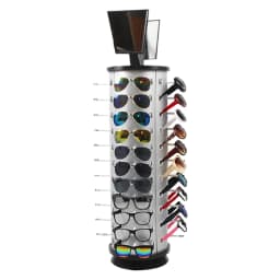 360 Rotating Sunglasses Display Stand 44 Pairs of Glasses Storage Display Stand Freestanding with Mirror