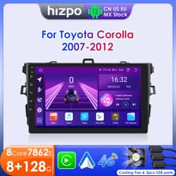 Hizpo 8 Core 8+128G For Toyota Corolla E140/150 2007 - 2012 2Din Android Car Radio Multimedia Video Player Autoradio Carplay GPS