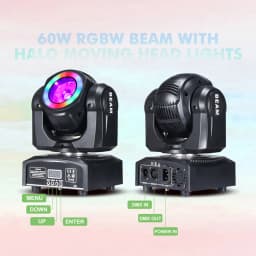 Led 60W Beam Moving Mini With 12LED SMD5050 RGB 3in1 Halo Effect 60w  Led Wash Super Bright LED DJ Spot Light Dmx Control