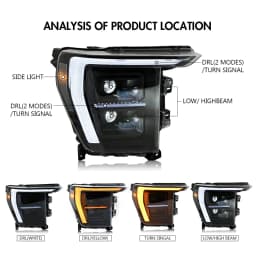 AKD Head Lamp for Ford F-150 Raptor LED Headlight 2021-2023 Headlights F150 DRL Turn Signal High Beam Angel Eye Projector Lens