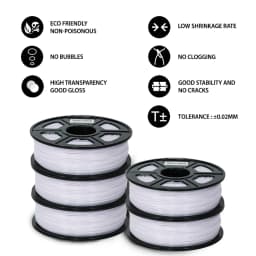 SUNLU 5 Roll PETG Clear Filament 1.75 ±0.02 mm 1 kg Spool (2.2 lbs) High Toughness Neatly Wound Filament Fit Most FDM Printer
